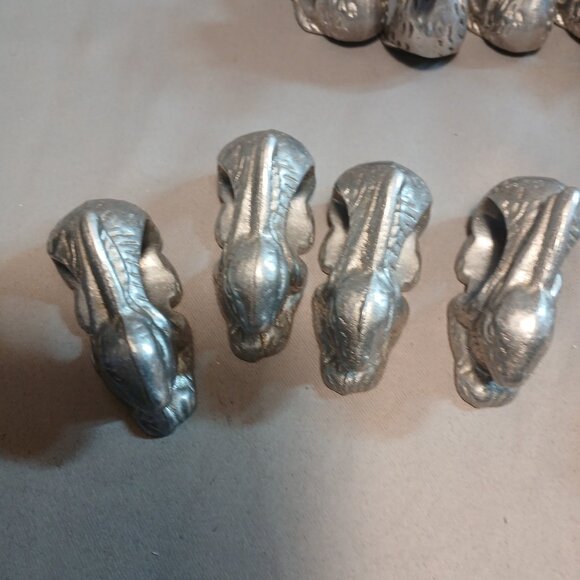 Mixed Lot of Pewter Napkin Rings Bunnys Rabbit Ducks Handle Vintage 14 Total - Picture 3 of 12